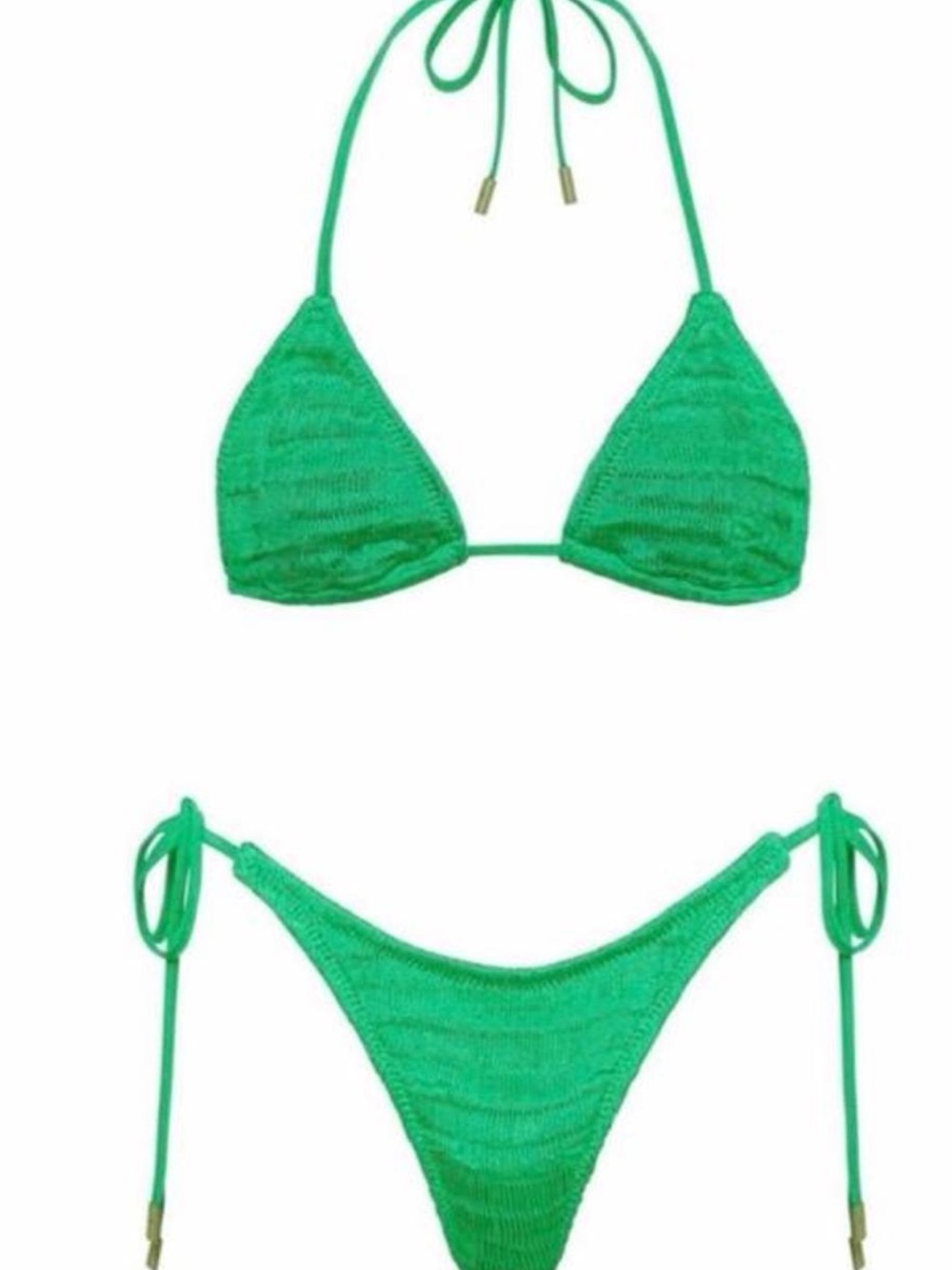 Green Tie-Side Crochet Bikini Top & Bottom Set